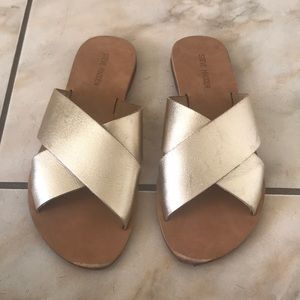 Steve Madden metallic gold sandals.